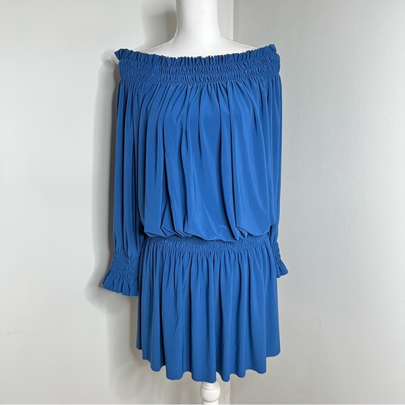 NORMA KAMALI Peasant Mini Dress in Blue Size S - Picture 3 of 14